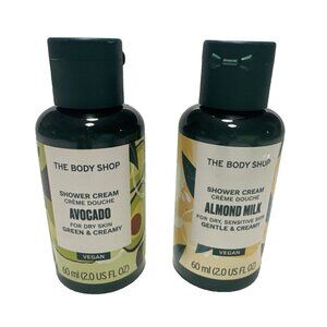 THE BODY SHOP Vegan Shower Cream Set of 2 Travel Size Almond Milk & Avocado